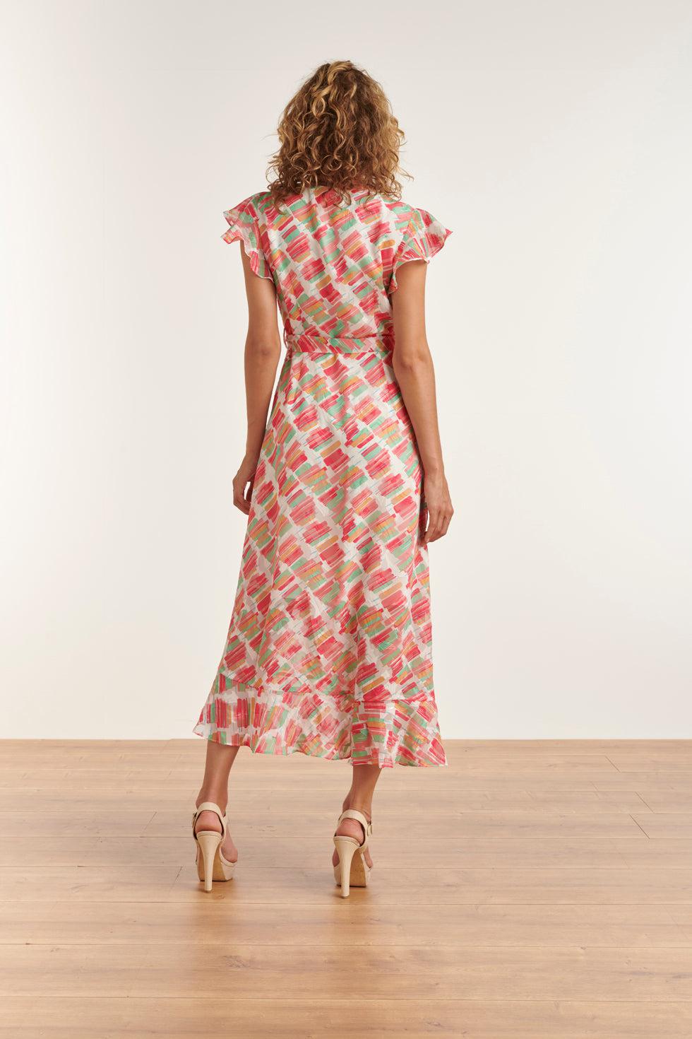 23328 Zomer Jurk Met Streep Print | White - Muticolour