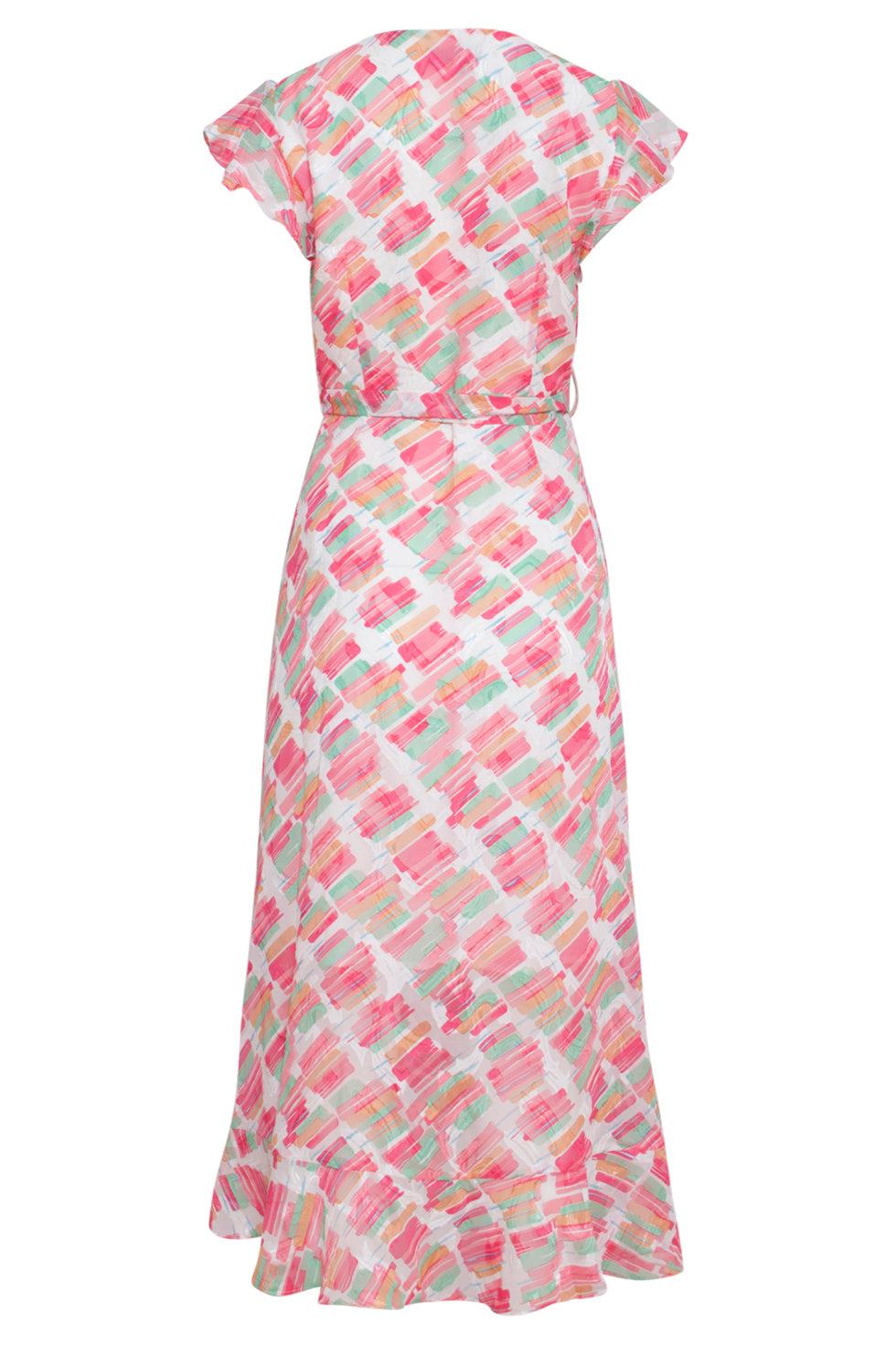 23328 Zomer Jurk Met Streep Print | White - Muticolour