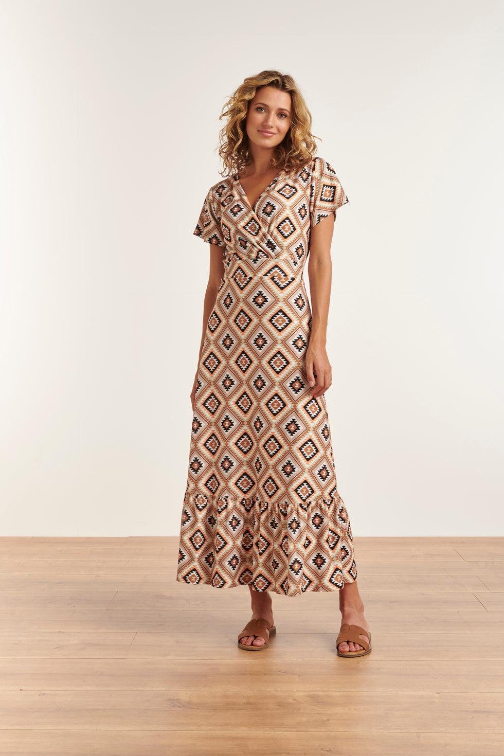 23335 Zomer Jurk Met Grafische Print | Muticolour