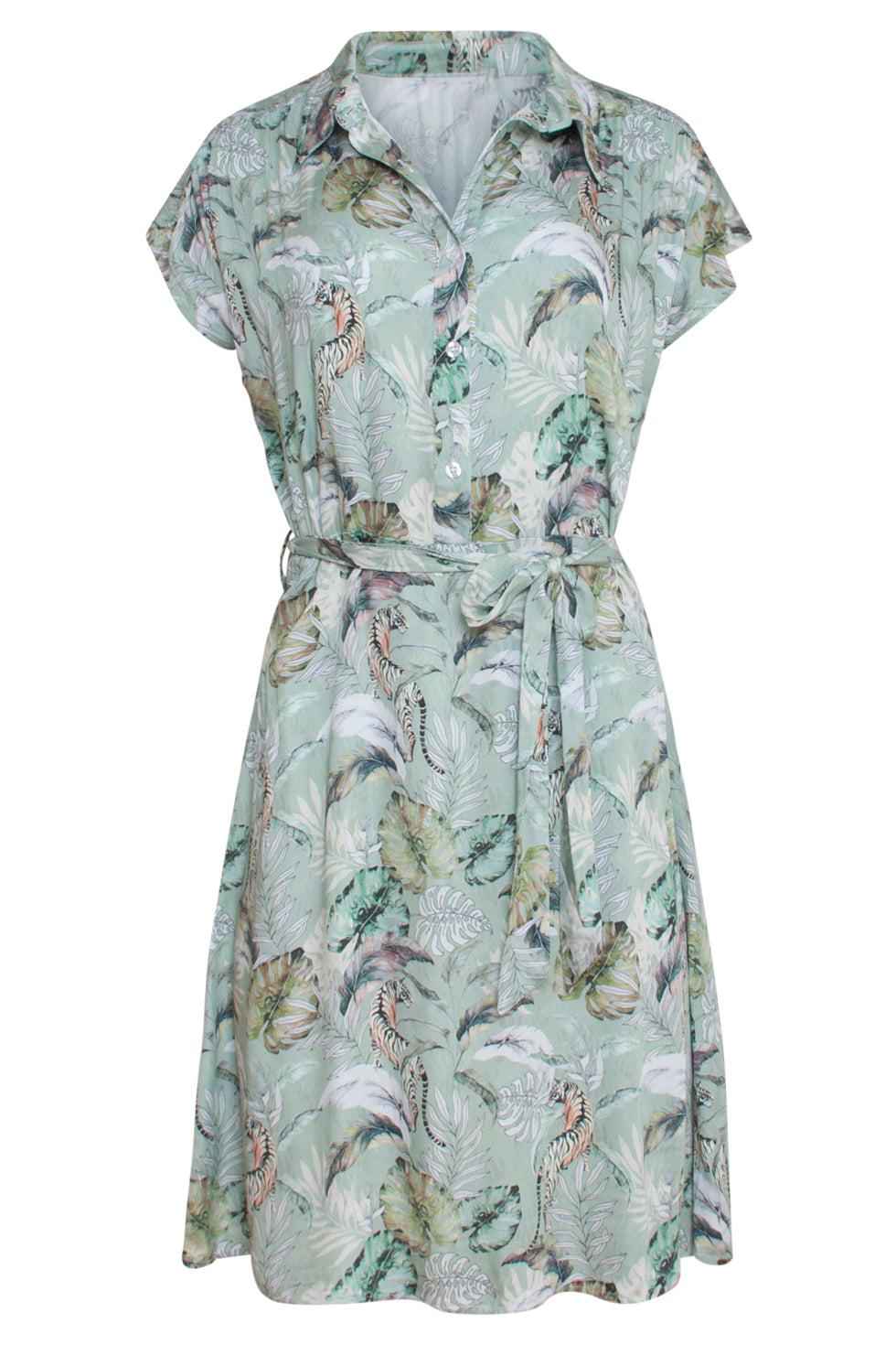 23344 Zomerjurk Met Jungle Print | Soft Green-Multi