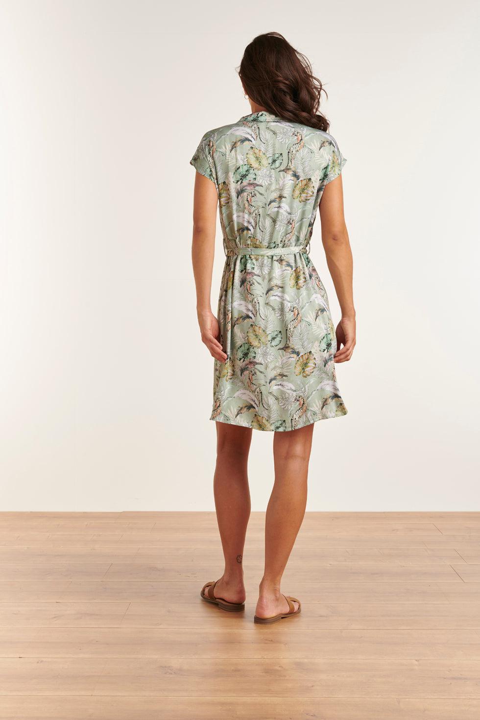 23344 Zomerjurk Met Jungle Print | Soft Green - Muticolour