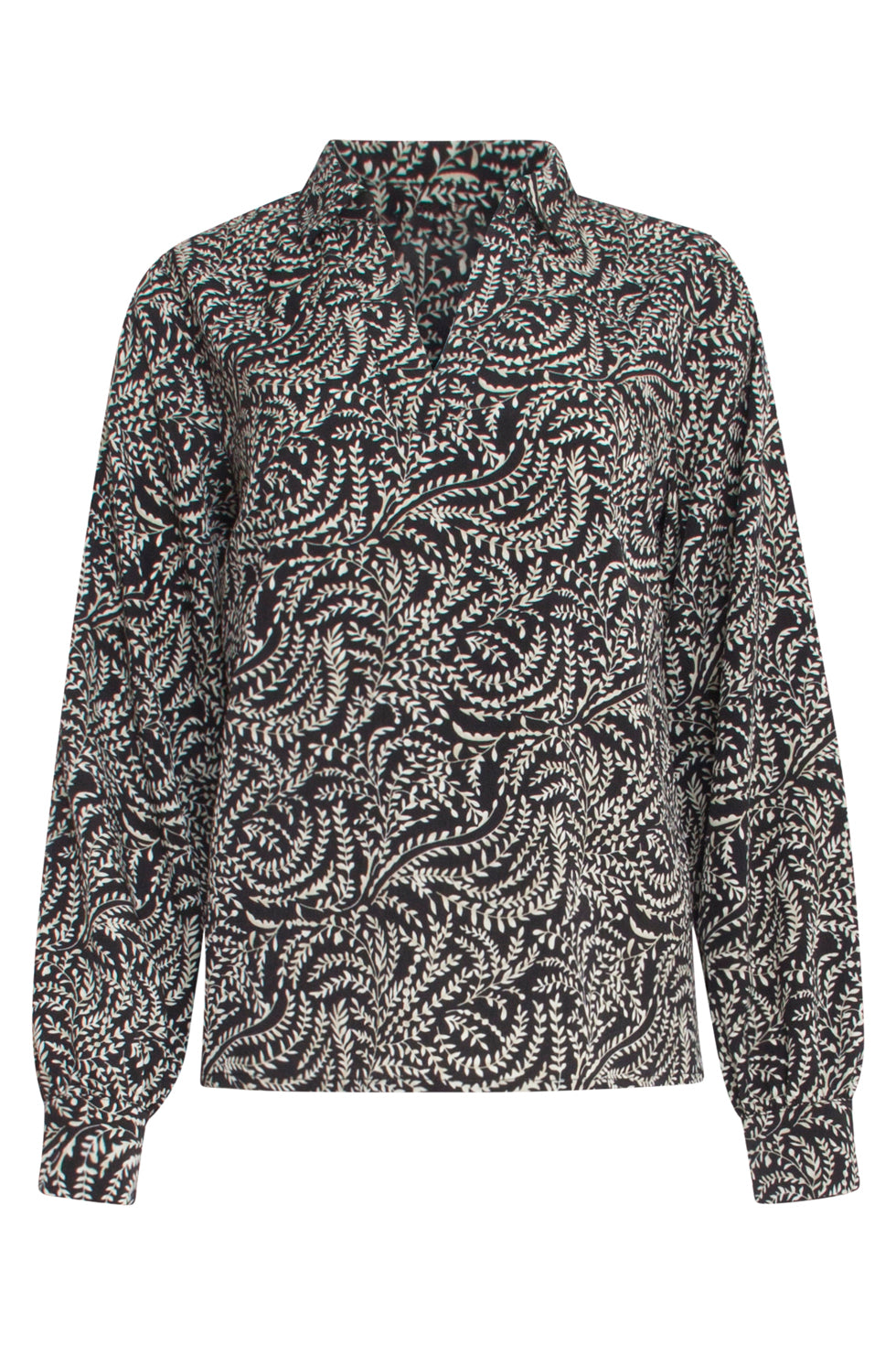 23508 Dames Semi Fitted Blouse Met Knoopsluiting | Black - Light Army