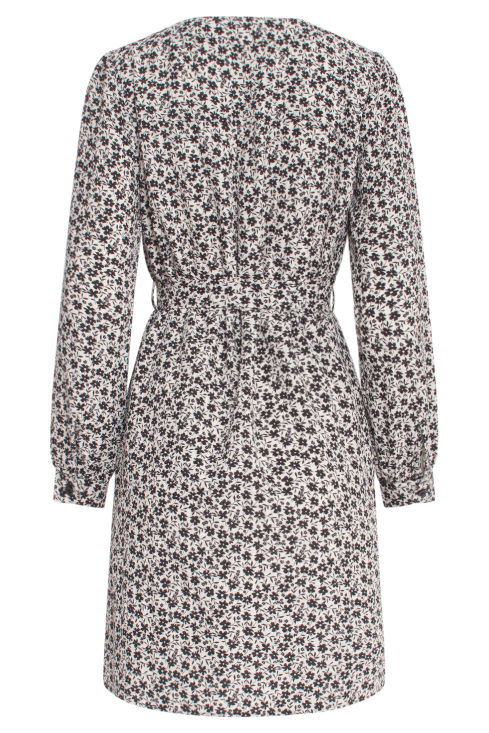 23509 Dames Langemouw V-Hals Jurk | Black-White