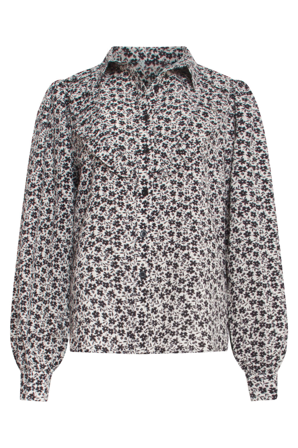 23510 Dames Blouse Met Kraag- | Black White