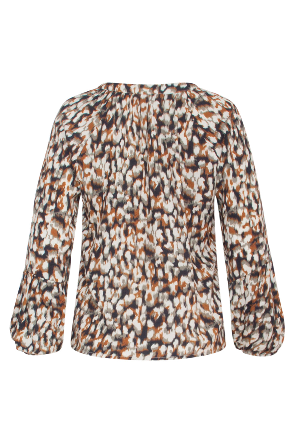 23533 Dames Chique V-Hals Top Met Abstract Animal Print | Blackwhite