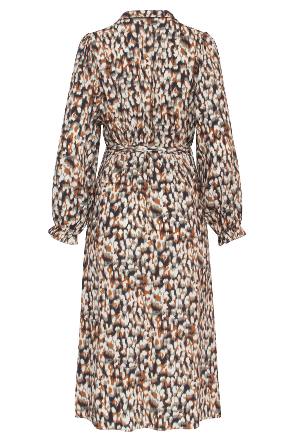 23534 Dames Maxi Overhemdjurk Met Cutlines Neutraal Abstract Animal Print | Blackwhite