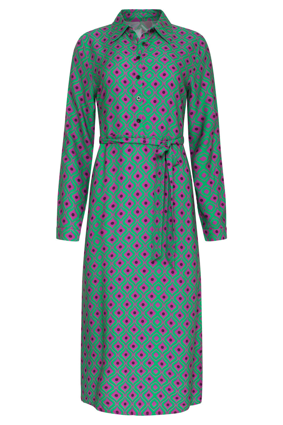 23536 Shirt Jurk Met Abstract Ornament Print | Purple-Green