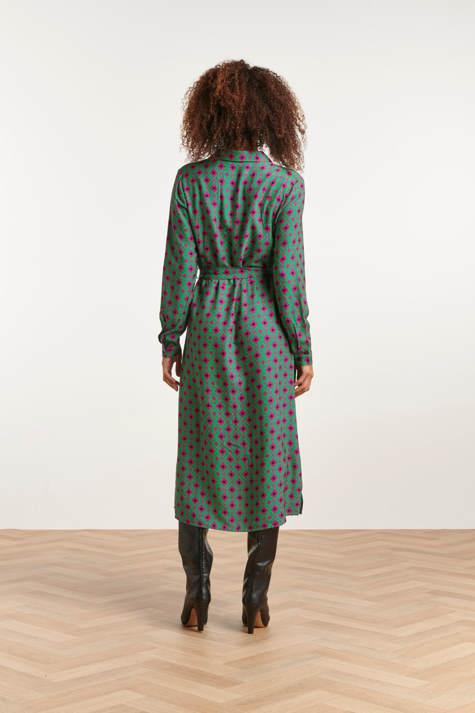 23536 Shirt Jurk Met Abstract Ornament Print | Purple-Green
