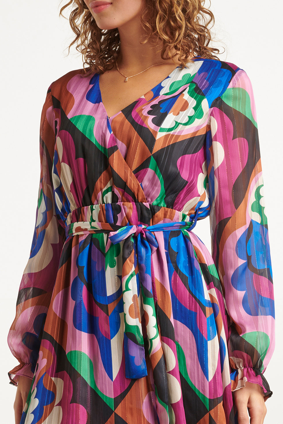 23549 rijke Wrap Maxi Jurk | Purple - Muticolour