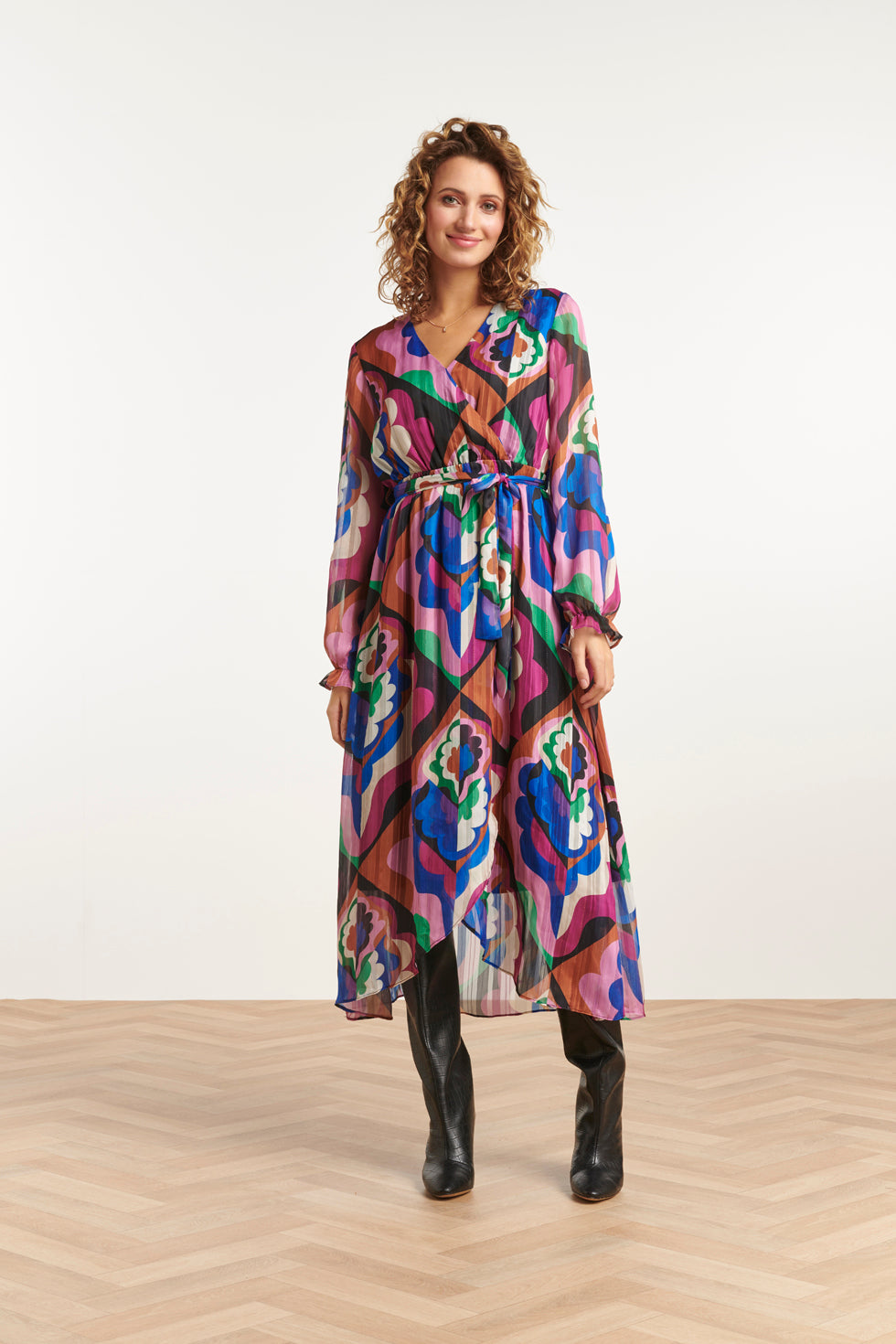23549 rijke Wrap Maxi Jurk | Purple - Muticolour