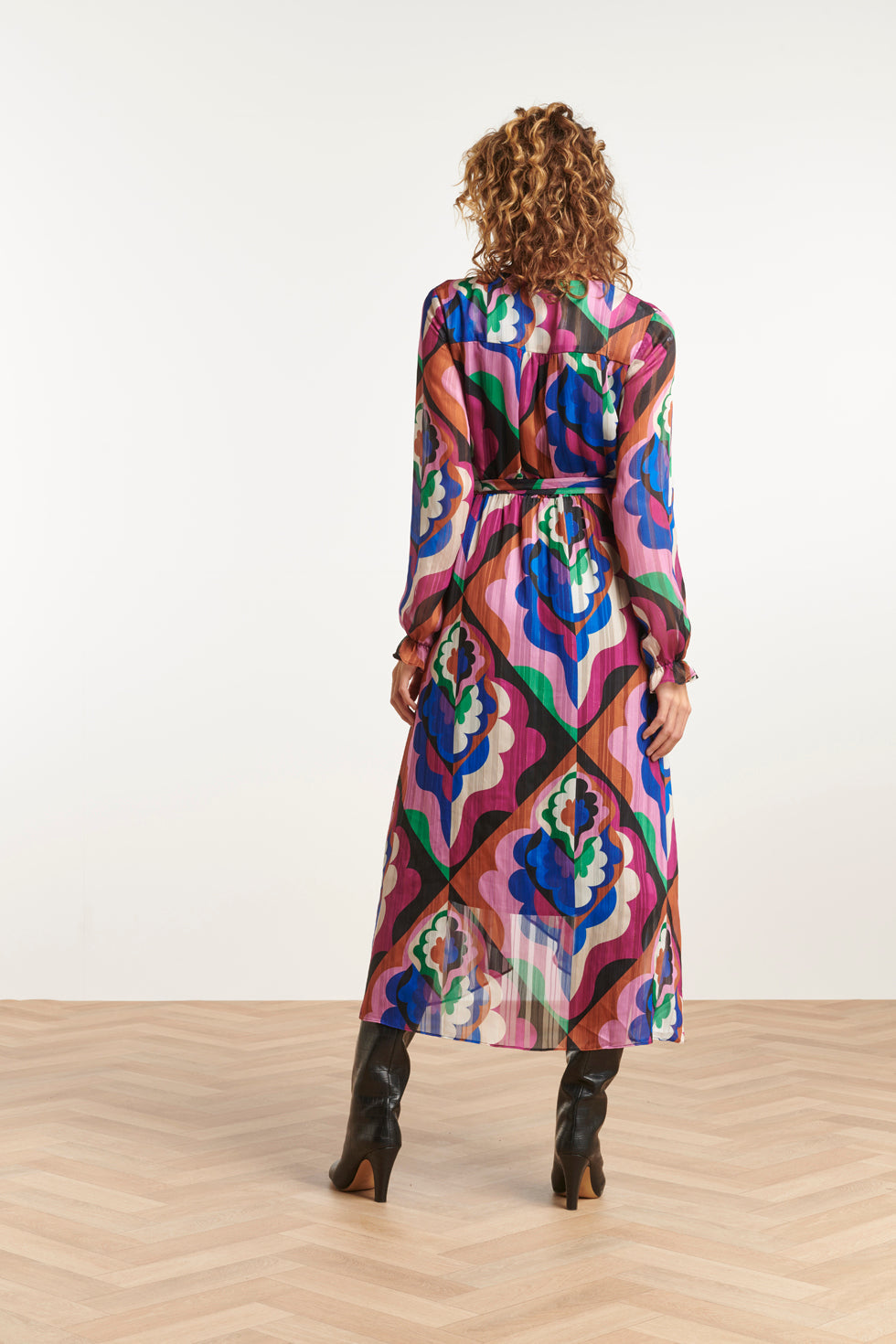 23549 Rijke Wrap Maxi Jurk | Purple-Multicolour