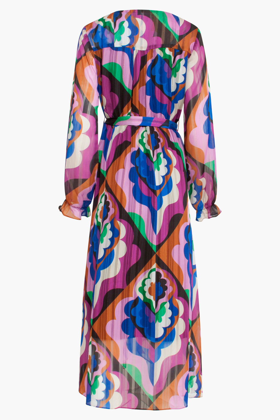 23549 Rijke Wrap Maxi Jurk | Purple-Multicolour