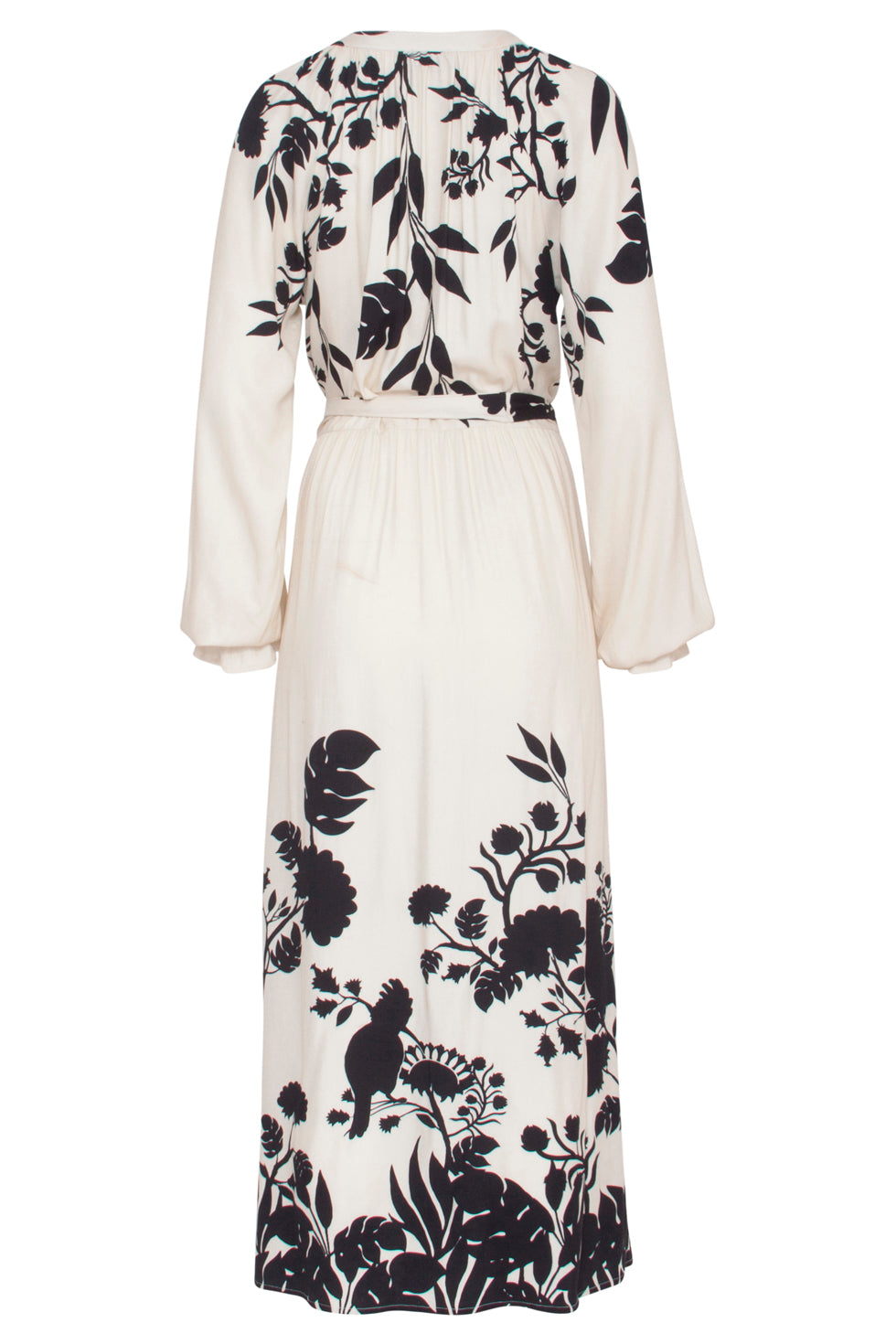 23551 Klassieke Elegante Stijl Maxi Jurk Met Puffy Mouwen | Off White - Black