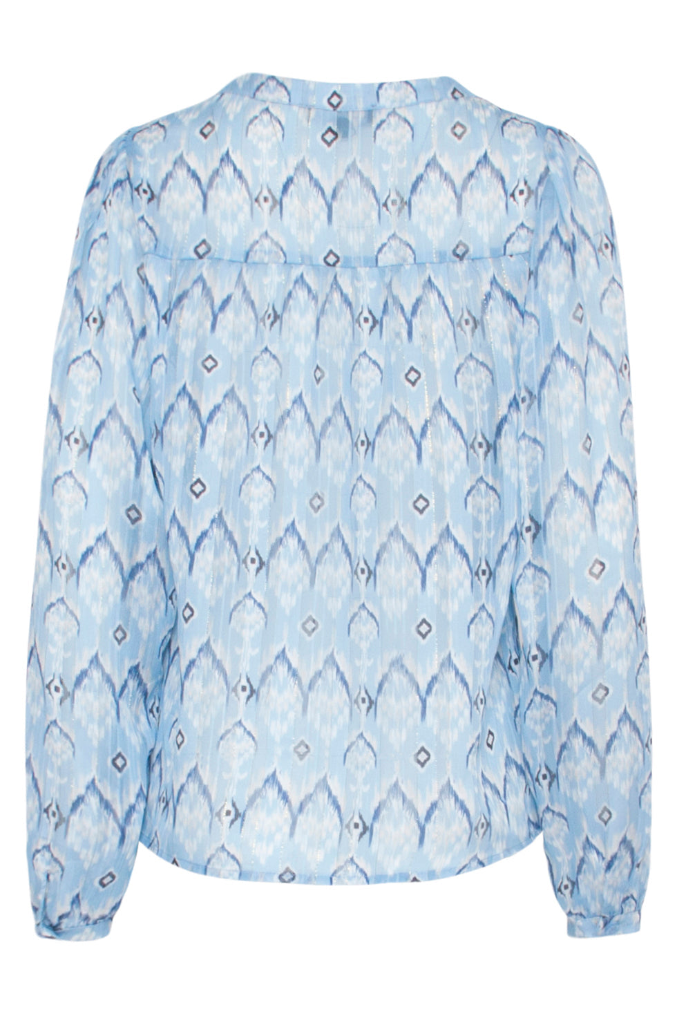 23556 Elegante Top Met Frisse Tribal Print | Light Blue - White