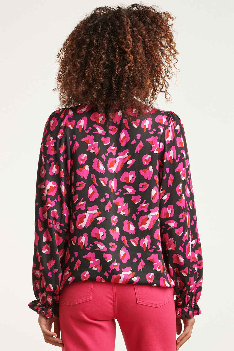 23558 Top Met Speelse Dierenprint | Black-Fuchsia