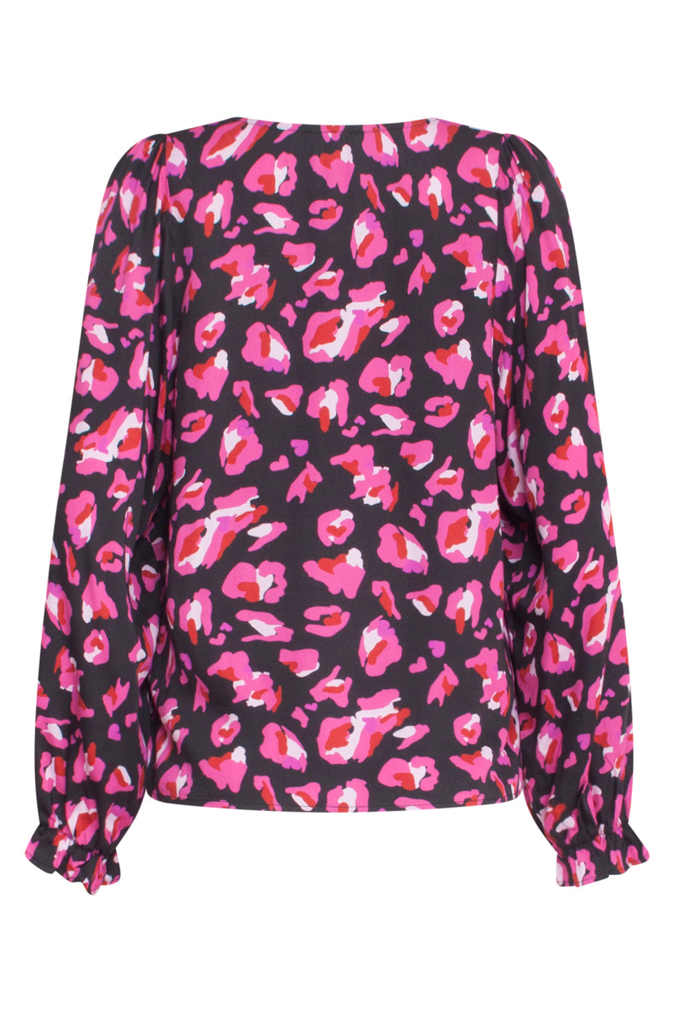 23558 Top Met Speelse Dierenprint | Black-Fuchsia