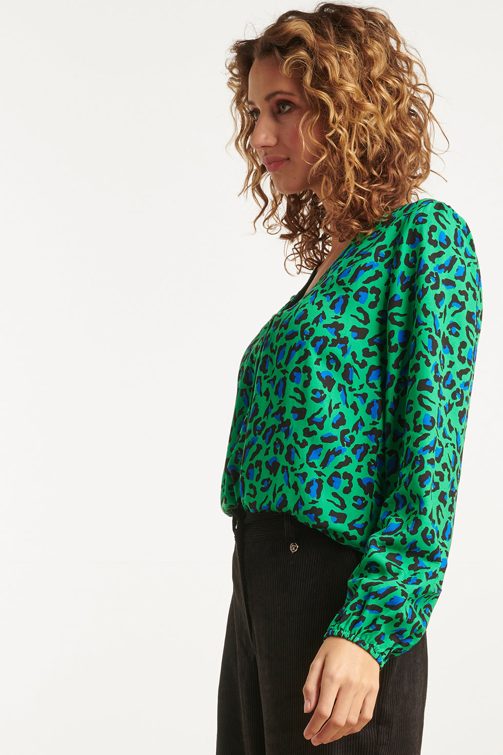 23561 Winter Top Levendige Animal Print | Green-Black