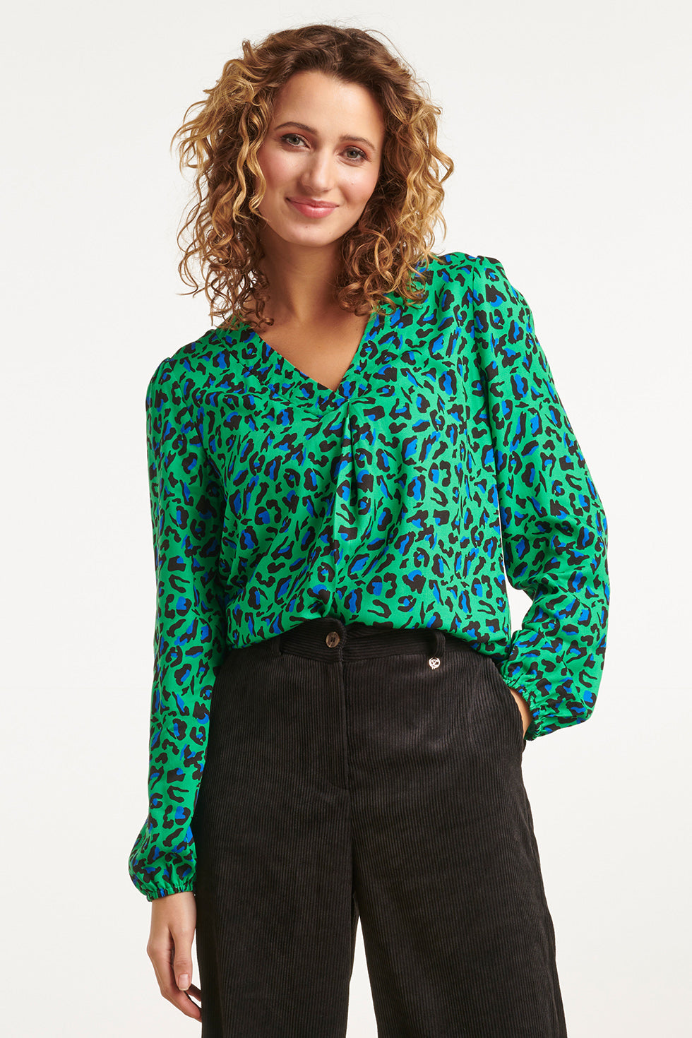 23561 Winter Top Levendige Animal Print | Green-Black