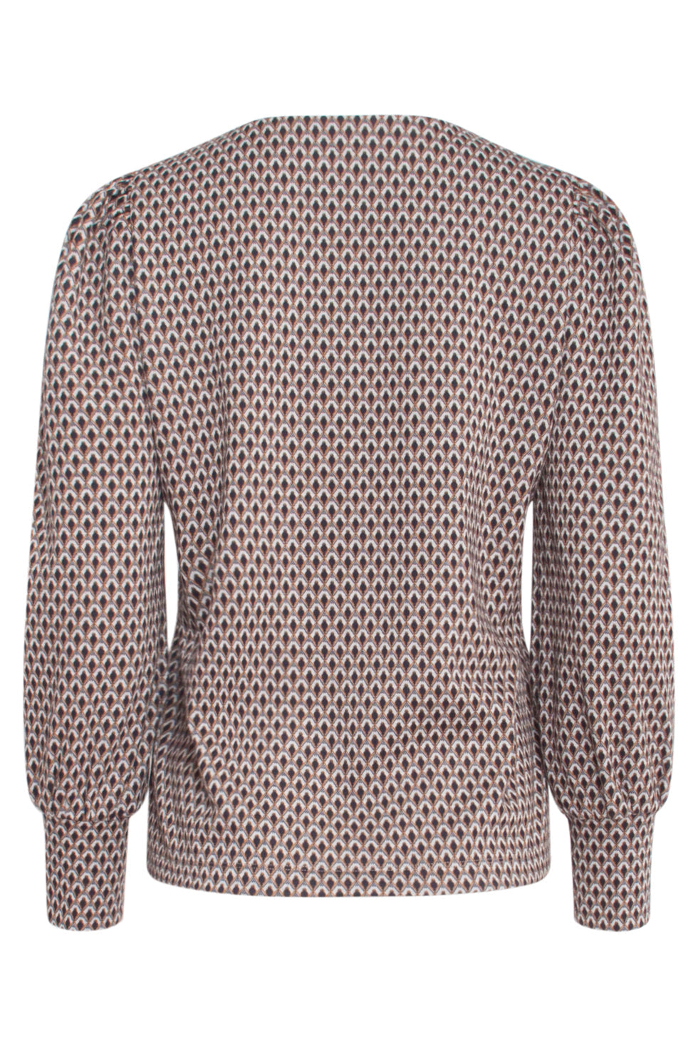 23570 Vintage V-Hals TopRetro Neutraal e Print | Black - Brown