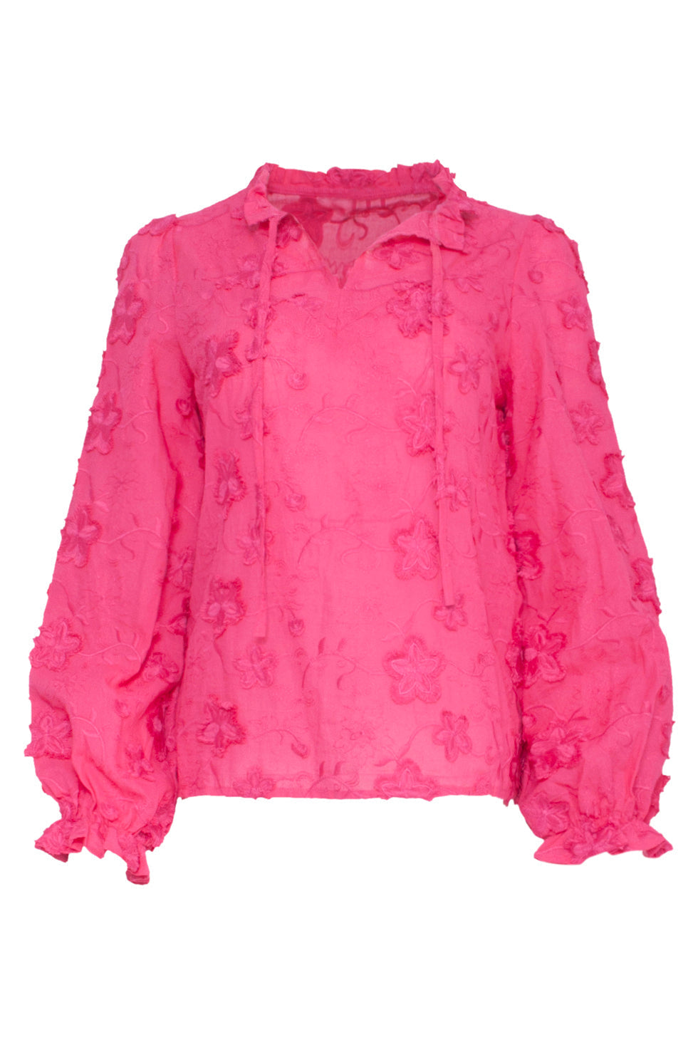 23571 3D Geborduurde Bloementop Fuchsia | Fuchsia