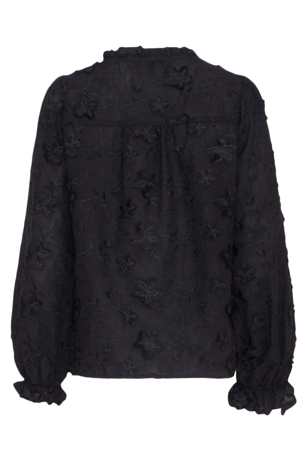 23571 3D Geborduurde Bloementop | Black