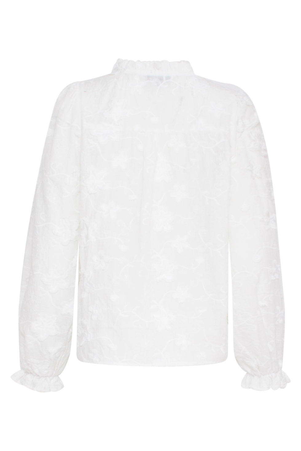 23571 3D Geborduurde Bloementop | White