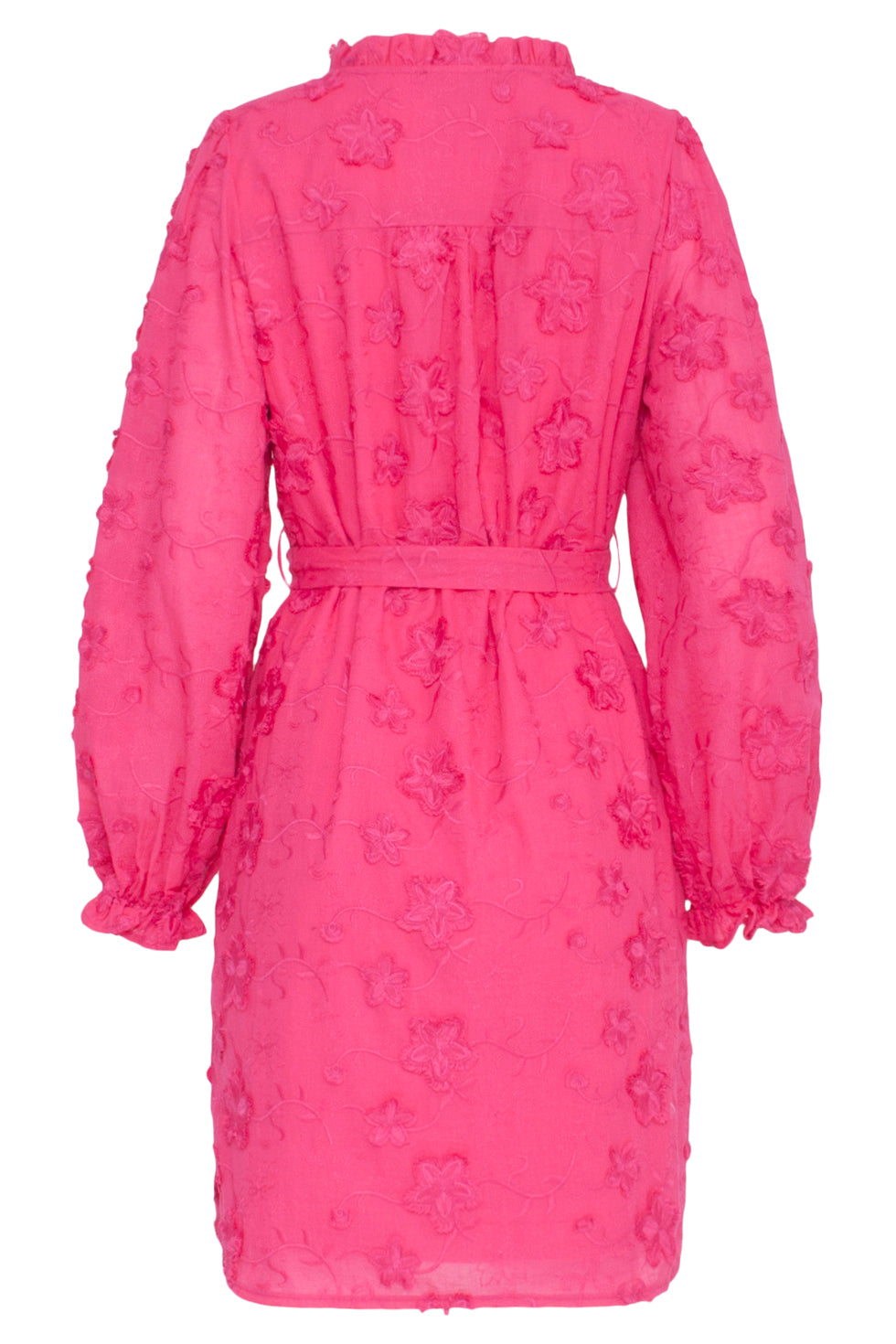 23572 3D Geborduurde Bloemenjurk Met Halsstrik | Pink