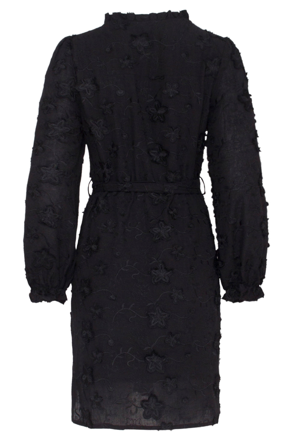 23572 3D Geborduurde Bloemenjurk | Black