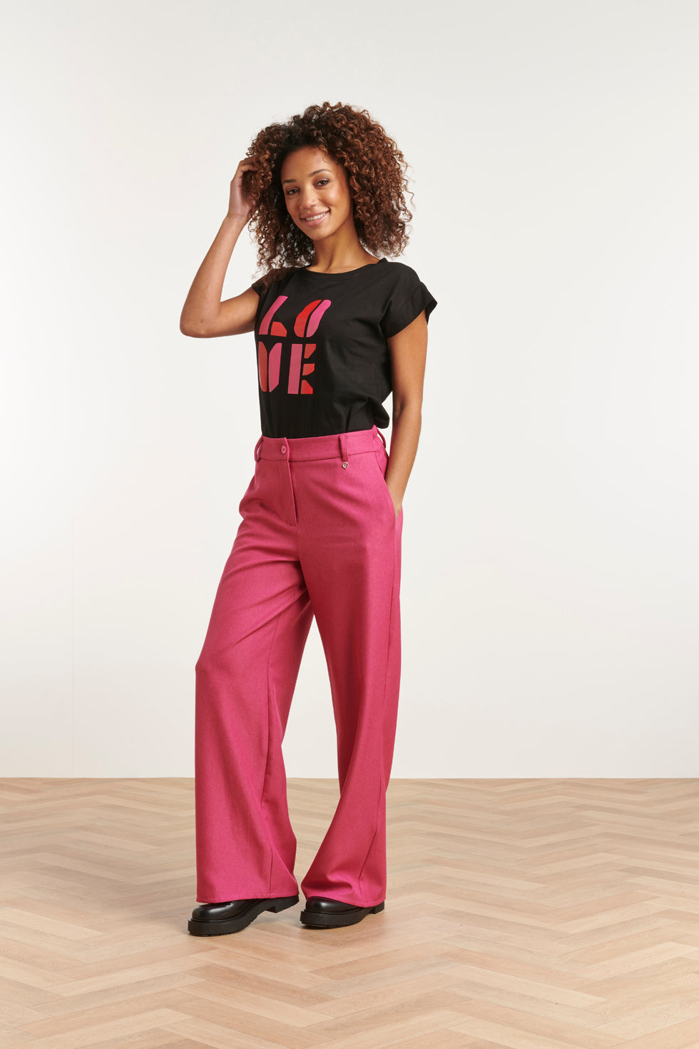 23574 Stijlvolle Wijde Broekfel Fuchsia | Pink