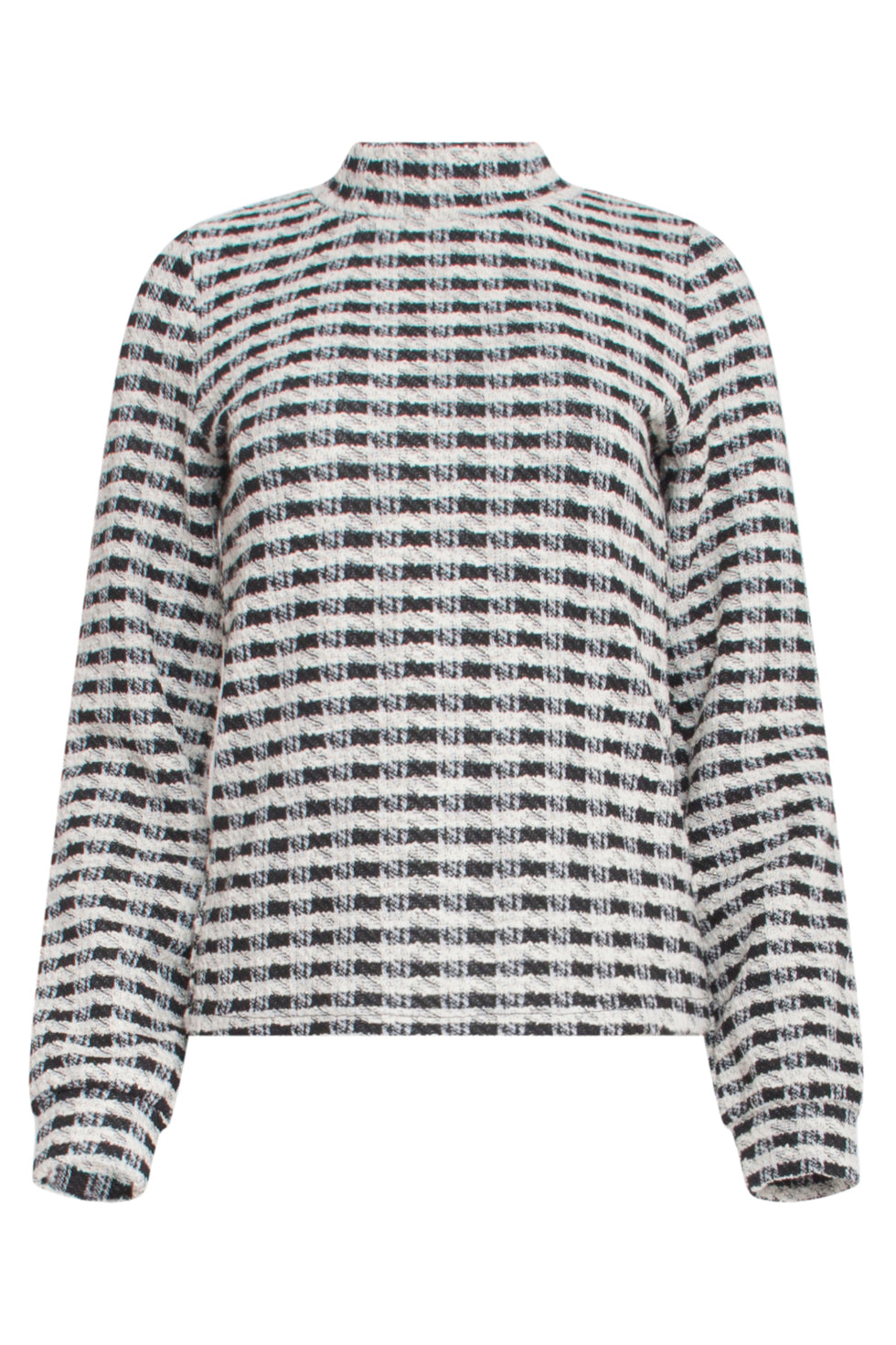 23576 Stijlvol Geruit Turtleneck Top- | Black White