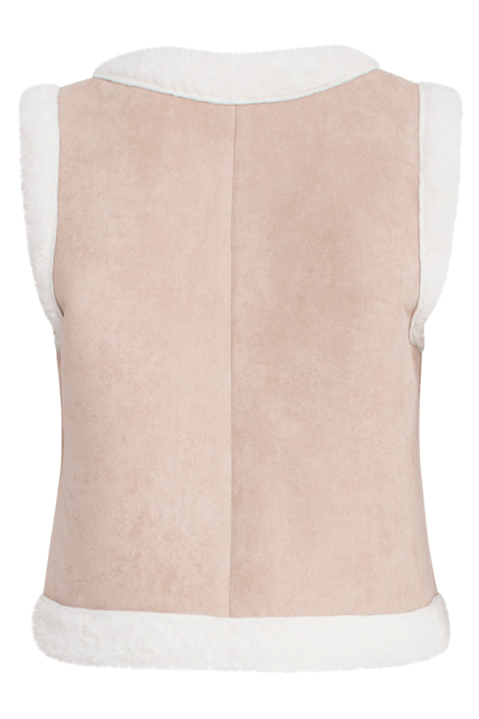 23580 Suede Vest Met Faux Fur | Sand