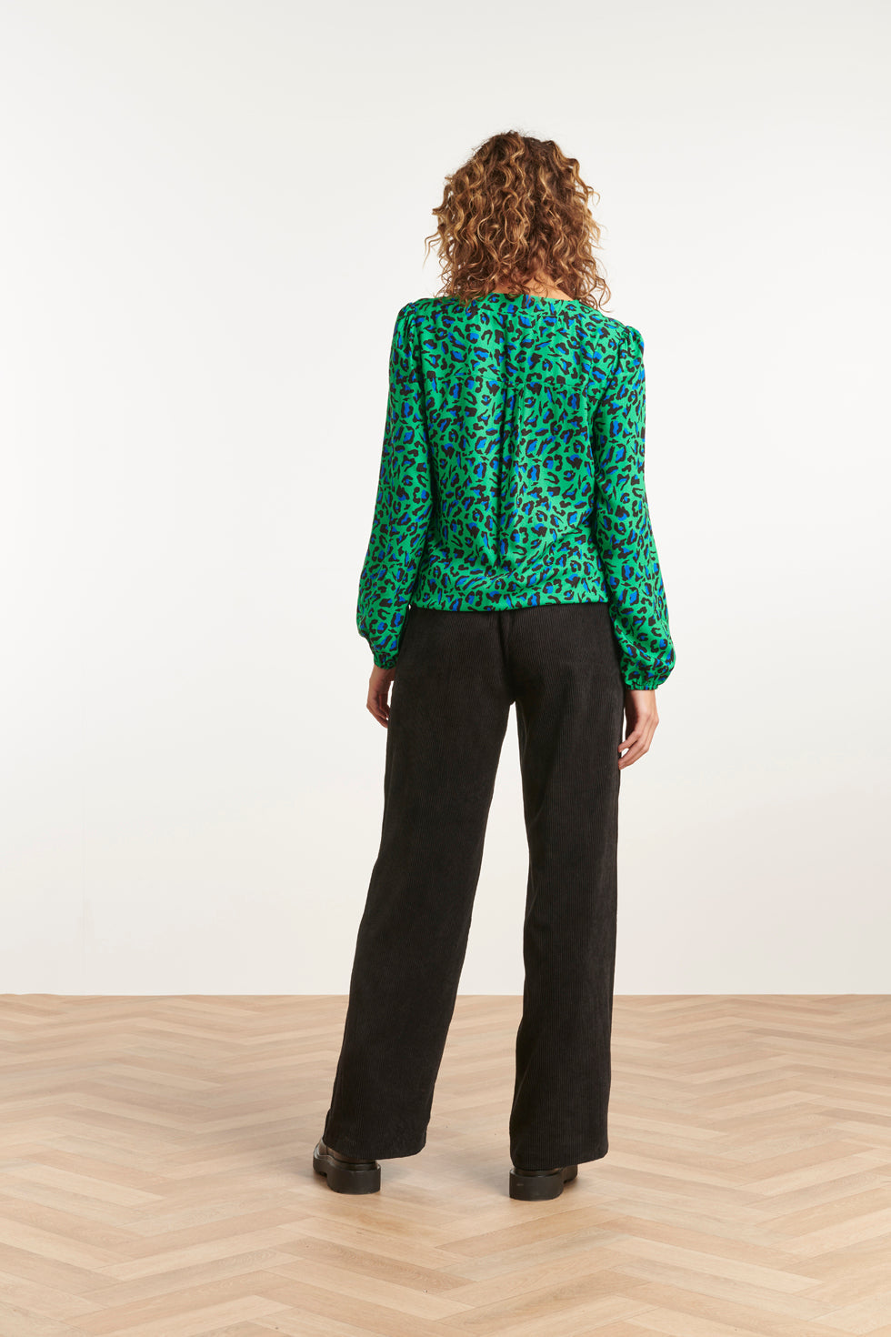 23581 Trendy Wijde Corduroy Broek | Black