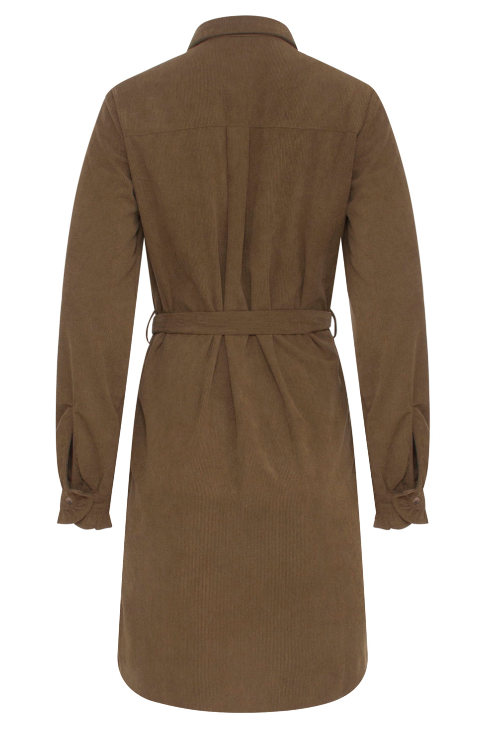 23582 Boho Western Corduroy Button Through Shirt Dress | Army
