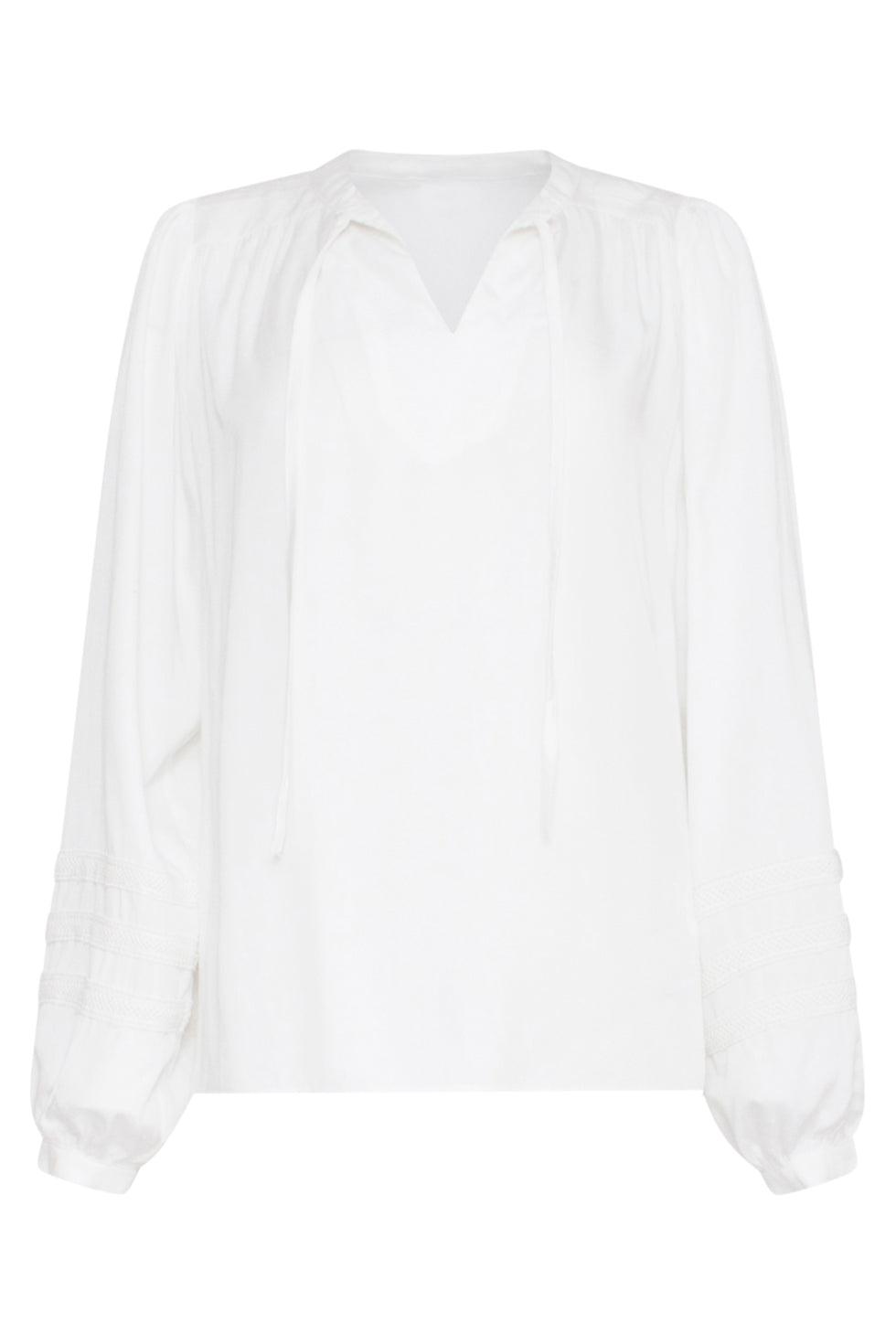 23586 Stijlvolle te V-Hals Top Met Pofmouwen | White