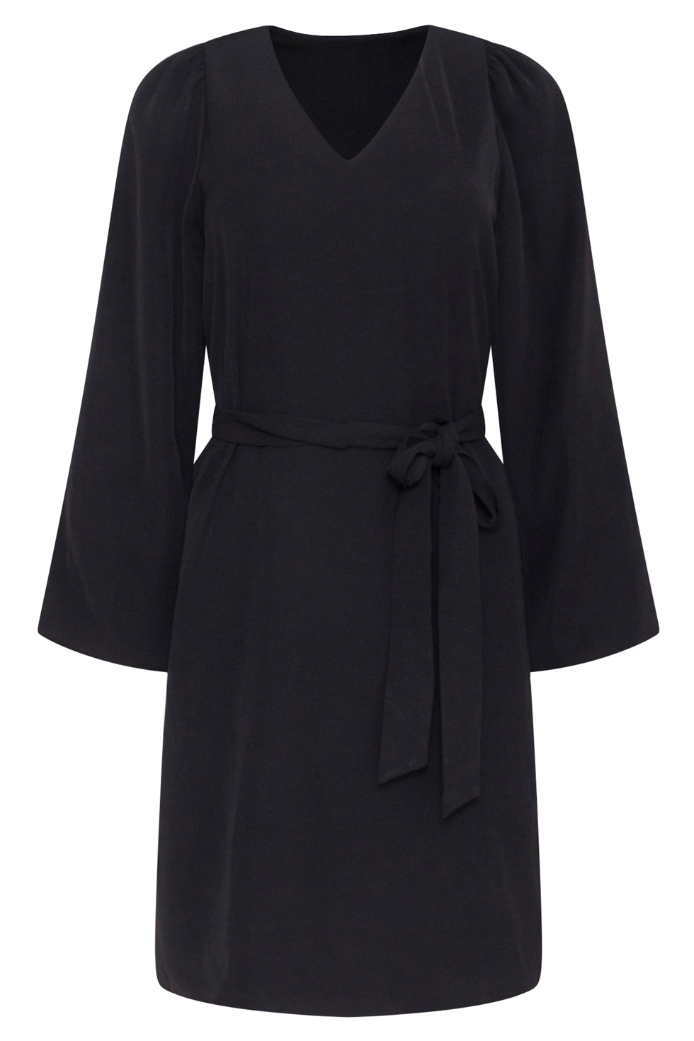 23587 Elegante E V-Hals Jurk Met Ballonmouwen | Black