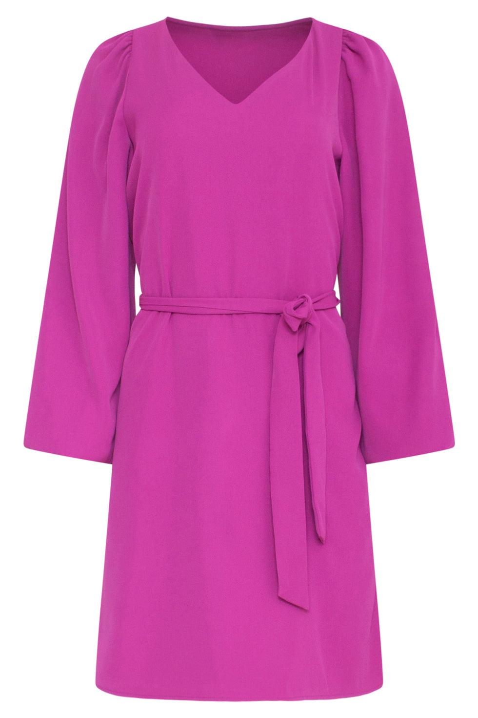 23587 Elegante Paarse V-Hals Jurk Met Ballonmouwen | Purple