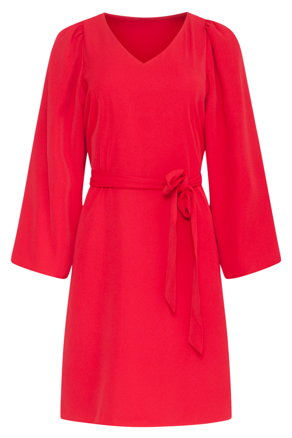 23587 Elegante V-Hals Jurk Met Ballonmouwen | Red
