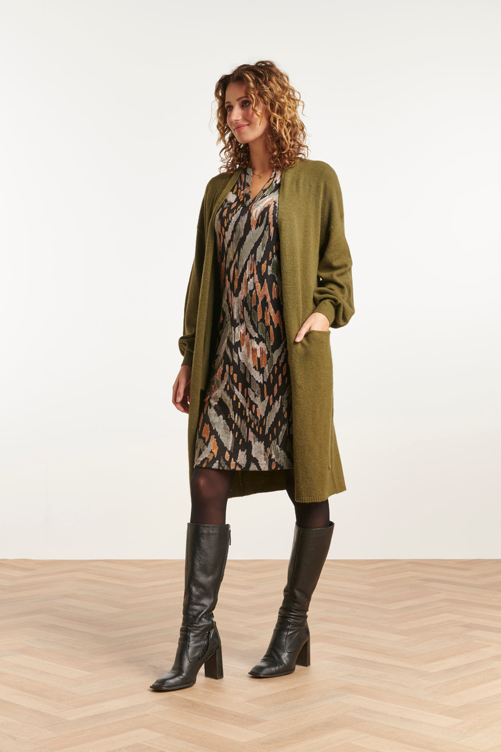 23594 Stijlvolle Oversized Cardigan In Army Green