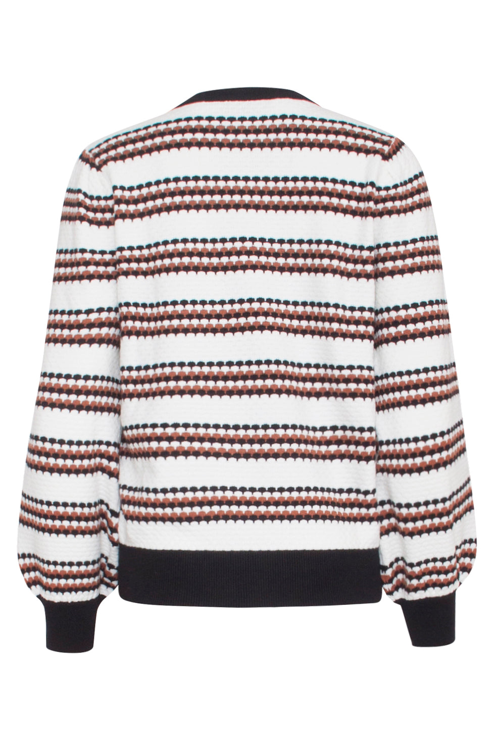 23597 Grafische Gestreepte Gebreide Top | Off White - Muticolour