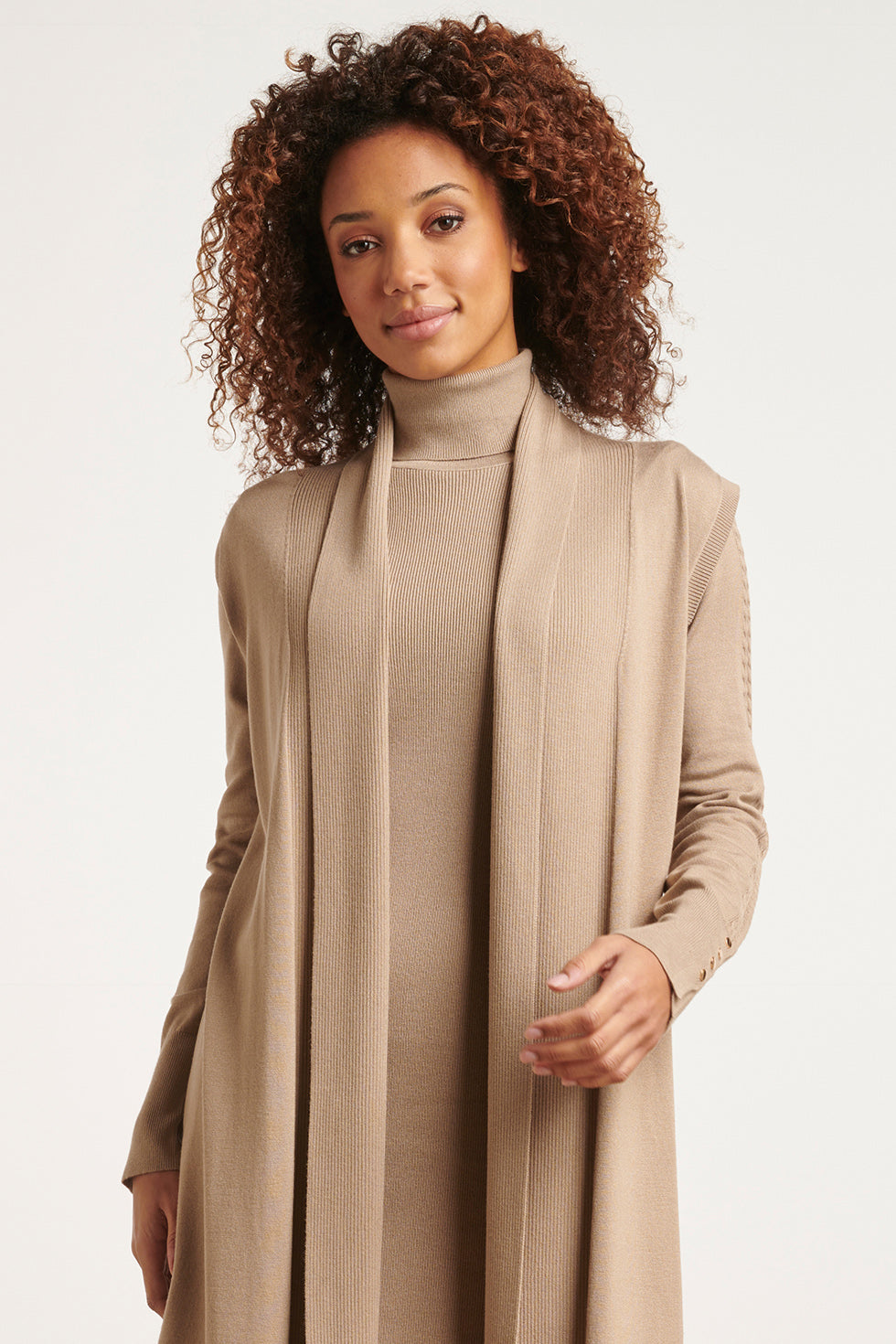 23601 Stijlvolle Mouwloze Cardigan | Sand