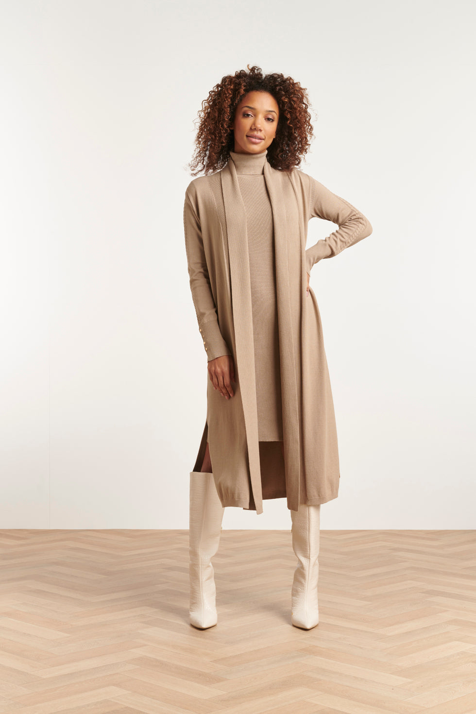 23601 Stijlvolle Mouwloze Cardigan | Sand