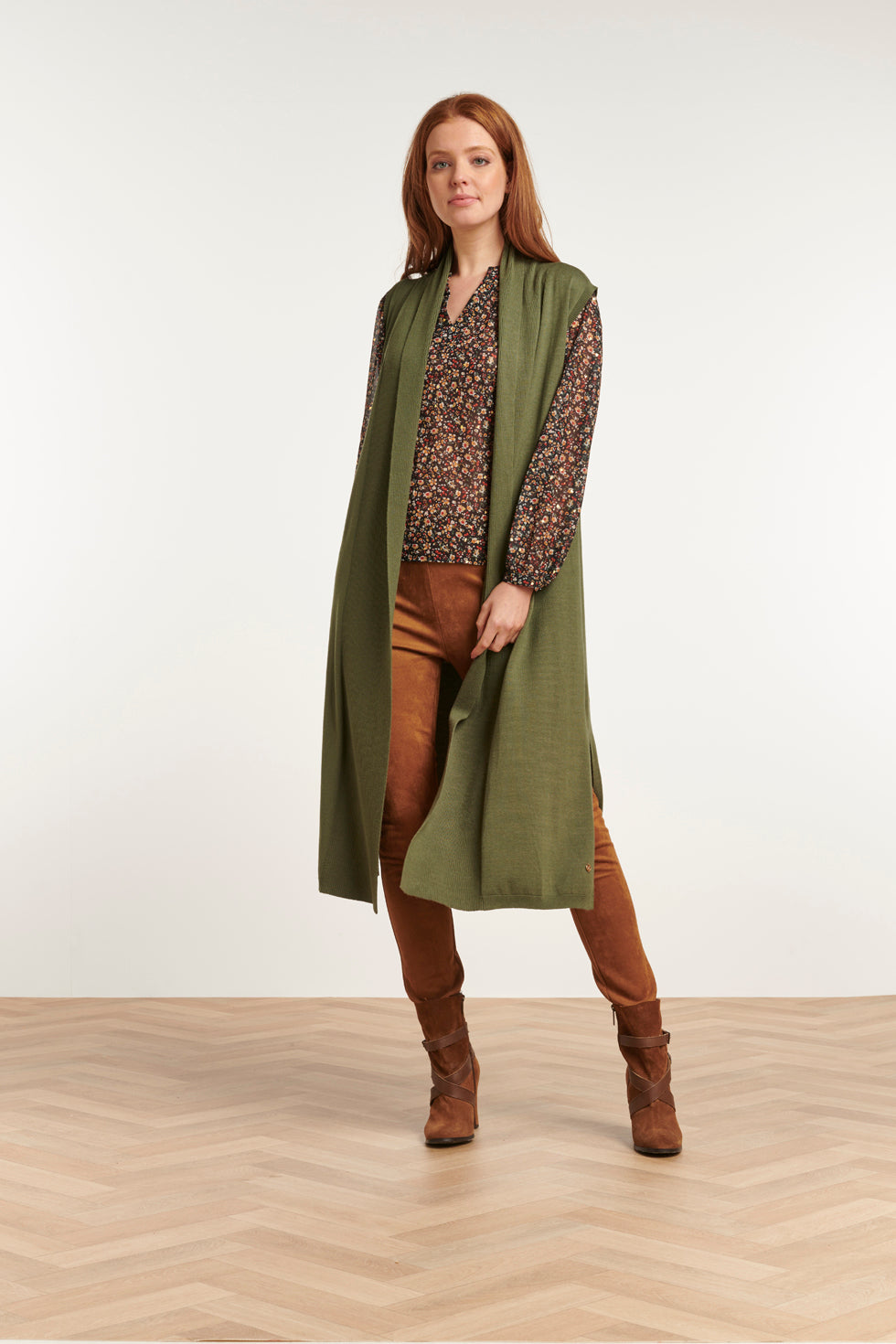 23601 Stijlvolle Mouwloze CardiganArmy Green | Army