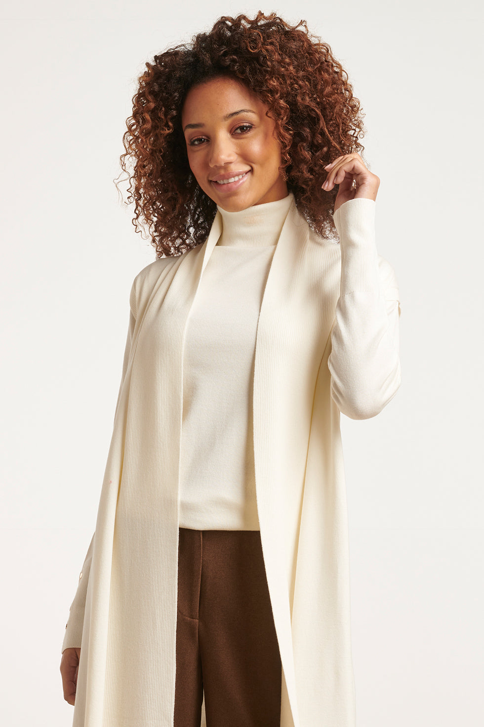 23601 Stijlvolle Mouwloze CardiganOffwhite | White