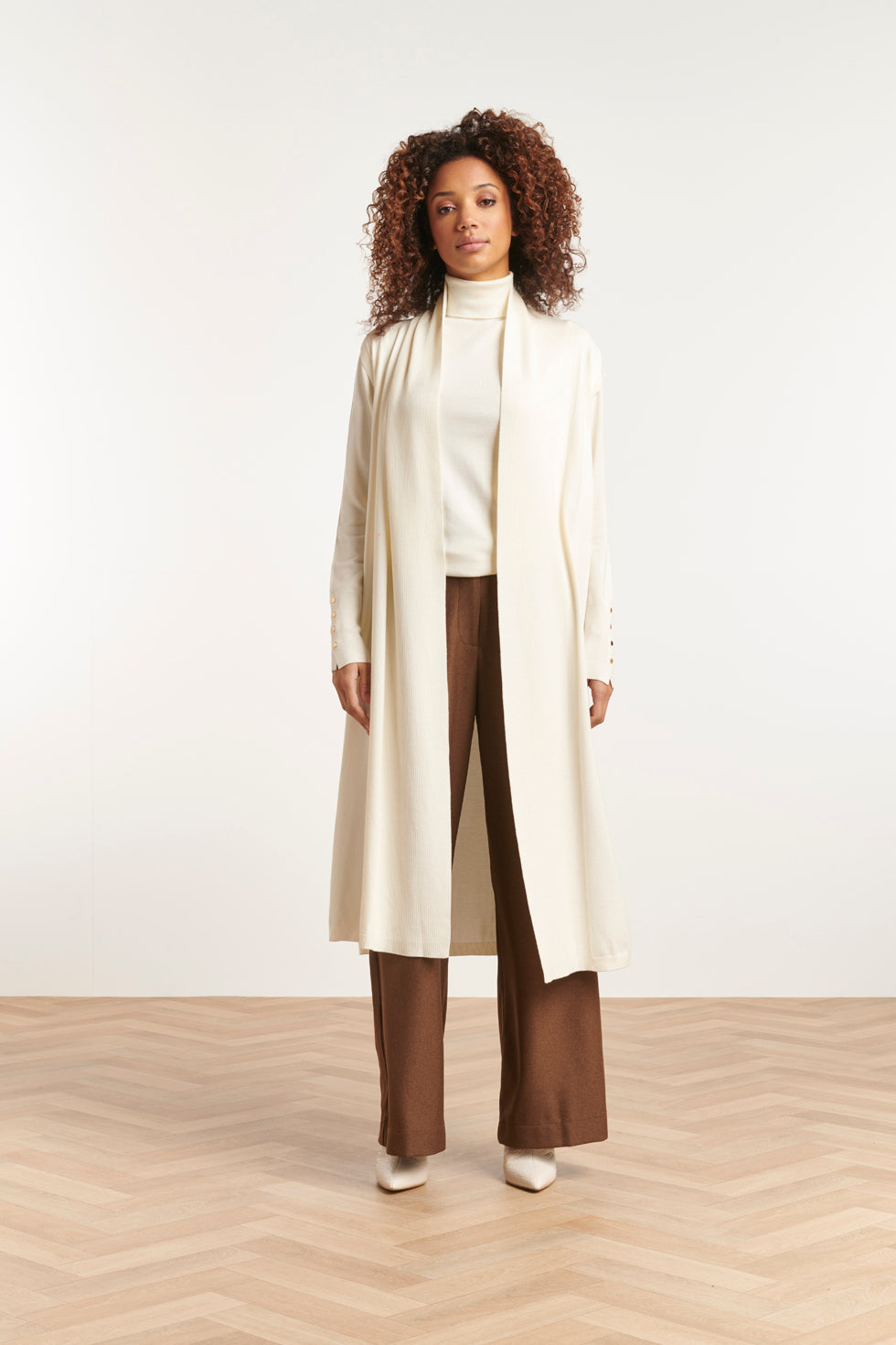 23601 Stijlvolle Mouwloze CardiganOffwhite | White