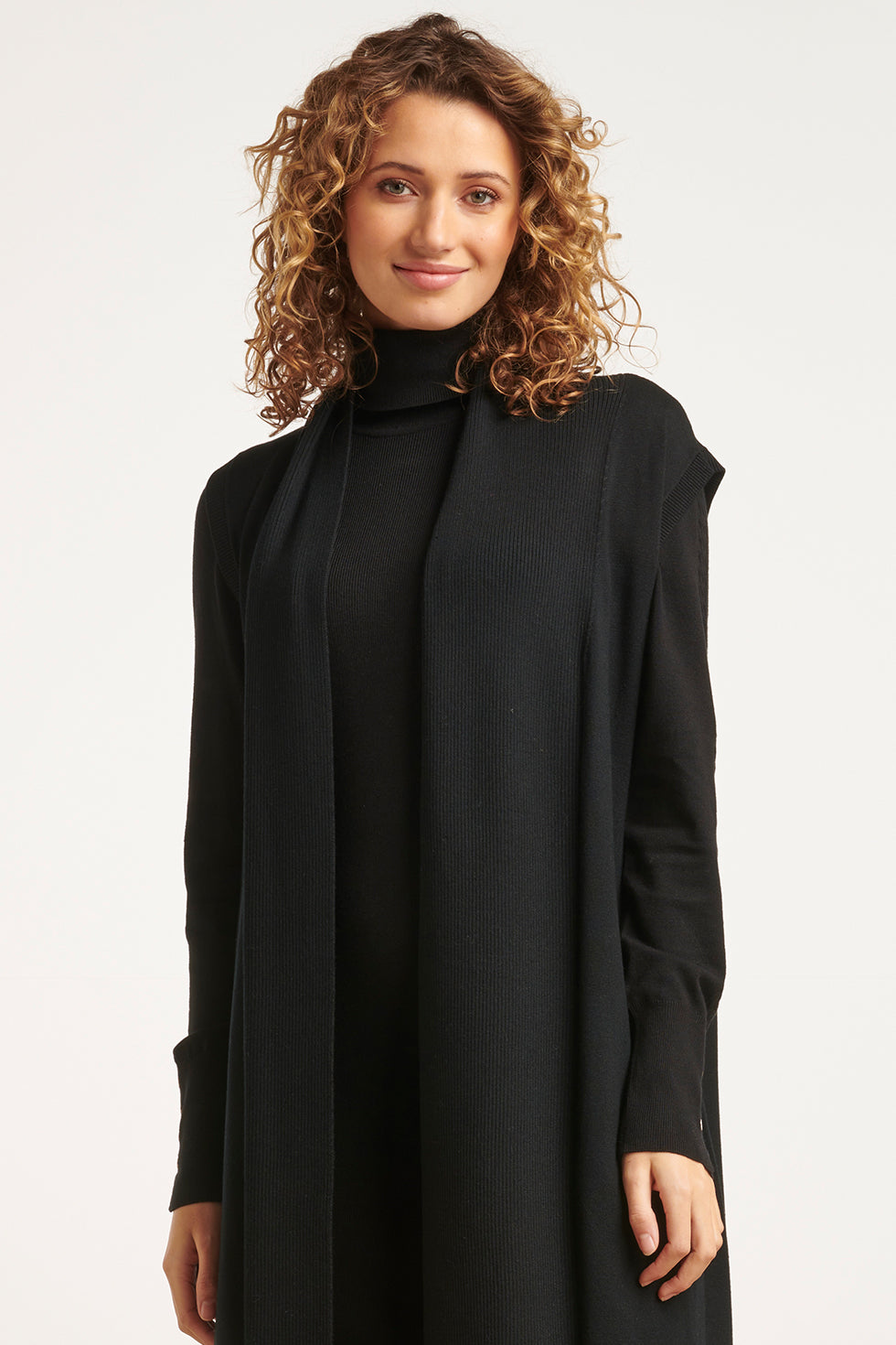 23601 Stijlvolle e Mouwloze Cardigan | Black