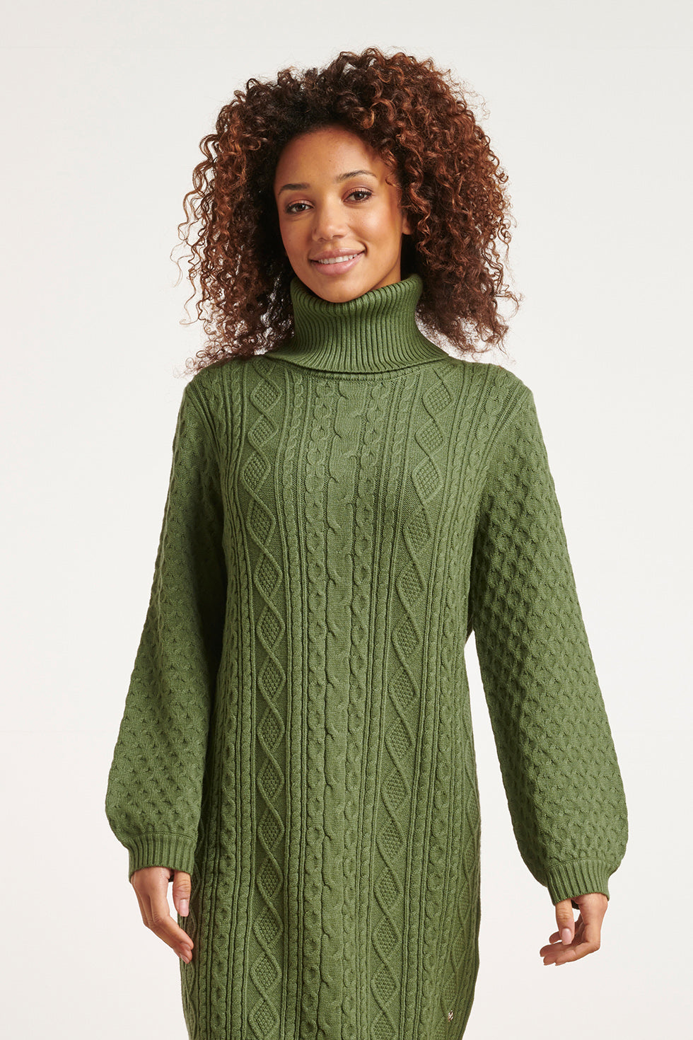 23603 Oversized Coltrui Jurk Met Pofmouwenarmy Green | Light Army