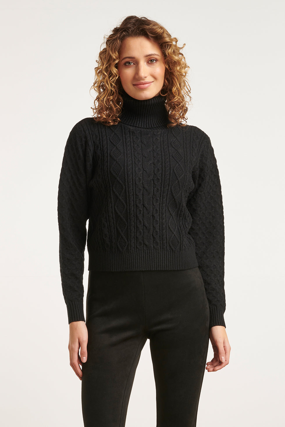 23604 Getextureerde Gebreide Coltrui | Black