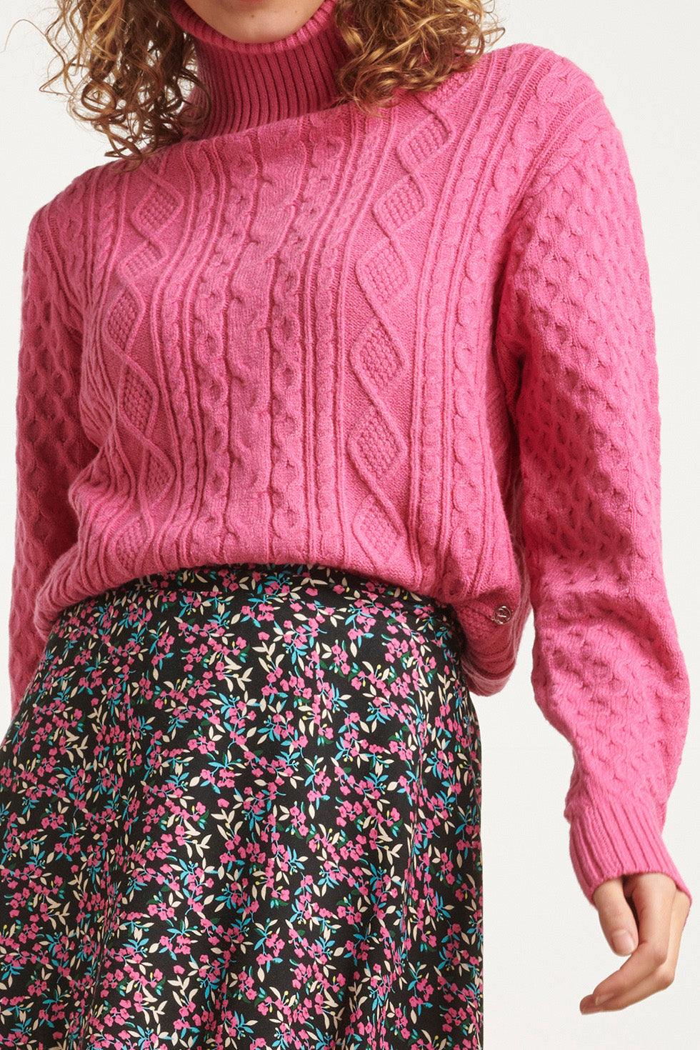 23604 Getextureerde Gebreide Coltrui | Pink