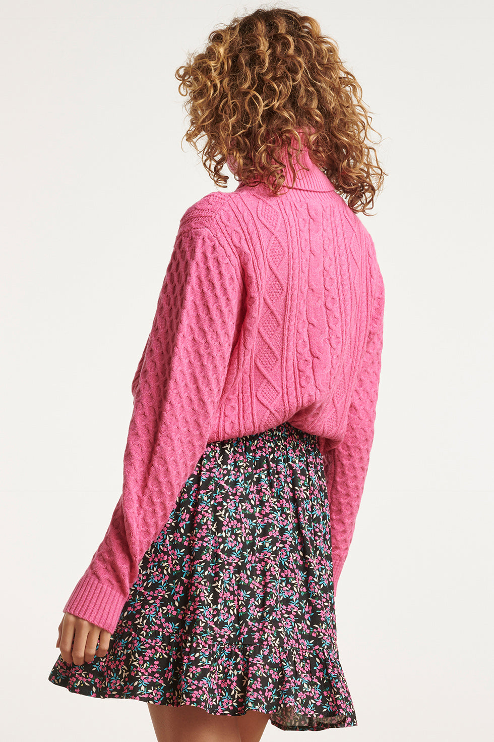 23604 Getextureerde Gebreide Coltrui | Pink