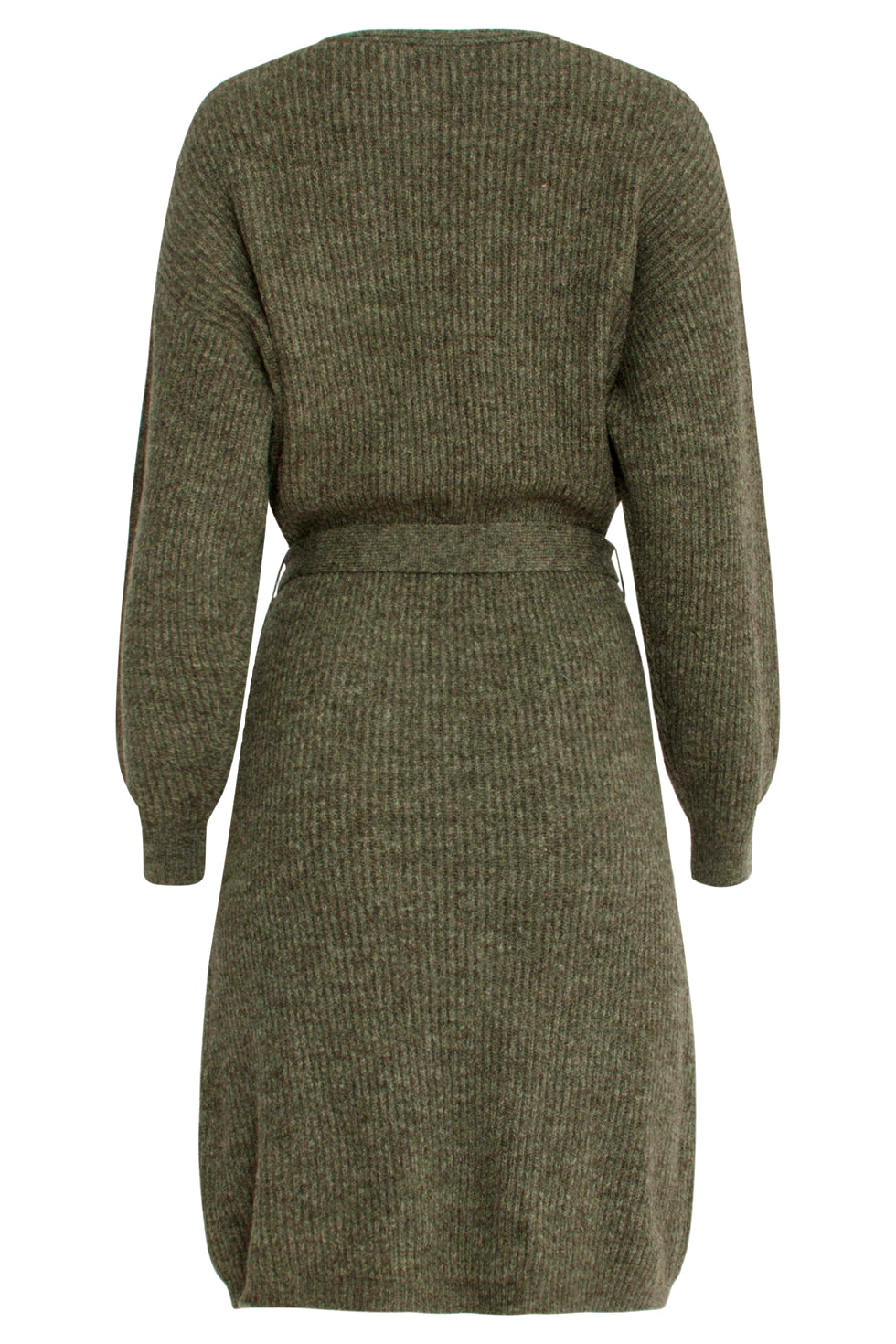 23605 Zachte V-Hals Gebreide Jurk | Army